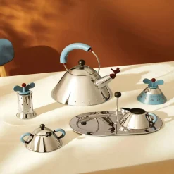 Alessi Small Bird Shaped Kettle, 2L, Black Silver Kettles