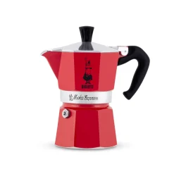 New Bialetti Moka Express Hob Espresso Coffee Maker, 6 Cups, Red Cafetieres