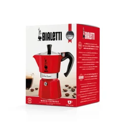 New Bialetti Moka Express Hob Espresso Coffee Maker, 6 Cups, Red Cafetieres