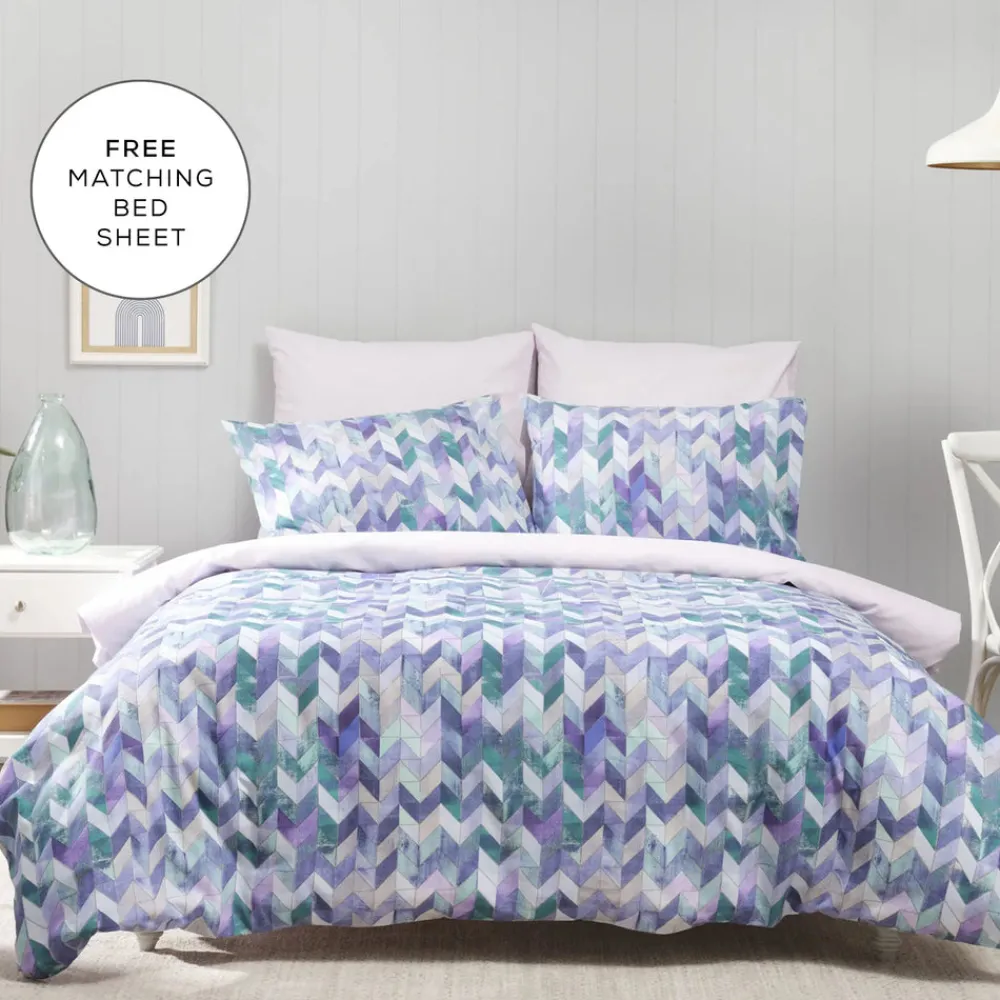 Discount Carina Madison Melange Duvet Cover Set with Bed Sheet, Single, Multi Duvet Cover Sets