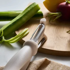 Online Crick Crack Harmony Stainless Steel Double Sided Peeler, Grey Kitchen Utensils