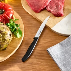 Sale Dr.Inox Stainless Steel Steak Knife, 23cm, Black Individual Knives