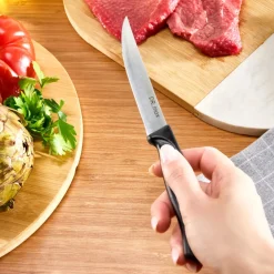 Sale Dr.Inox Stainless Steel Steak Knife, 23cm, Black Individual Knives