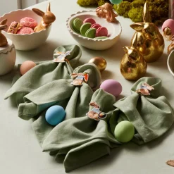Easter Rabbit Metal Napkin Ring Set, 4 Piece Napkin Rings