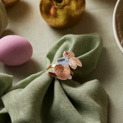 Easter Rabbit Metal Napkin Ring Set, 4 Piece Napkin Rings