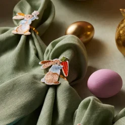 Easter Rabbit Metal Napkin Ring Set, 4 Piece Napkin Rings