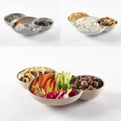 Discount Guzzini Tierra 3-Compartment Snack Bowl, Brown Bowls