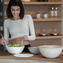 Guzzini Tierra Salad Bowl with Lid, XLarge, Light Cream Bowls