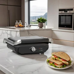 New Grilliant 1366H Stainless Steel Body Sandwich Toaster & Grill Maker with Removable Cast Plates, 2000W, Inox Sandwich Toasters