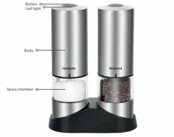 Hot Homend Grindgo 6003 2-Piece Rechargeable Seasoning Mill Set, Salt And Pepper Grinders