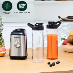 New Homend Mixfresh Smoothie Blender, 2x 600ml Bottle, 350W, Black Blenders