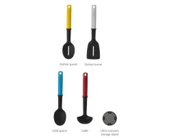 New Joseph Joseph Elevate Slim 4-piece Utensil Set with Storage Stand, Multicolour Kitchen Utensils