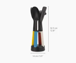 New Joseph Joseph Elevate Slim 4-piece Utensil Set with Storage Stand, Multicolour Kitchen Utensils