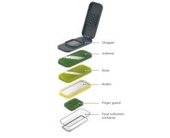 New Joseph Joseph Multi-prep Compact 4-piece Grater & Slicer, Multicolour Kitchen Gadgets