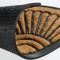 Best Kaşmir Rugs 7/24 Rubber Fan Coco Door Mat, 45cmx75cm, Multi Door Mats