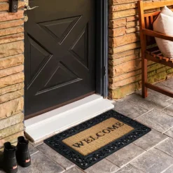 Discount Kaşmir Rugs 7/24 Rubber-Framed Welcome Coco Door Mat, 45cmx75cm, Multi Door Mats