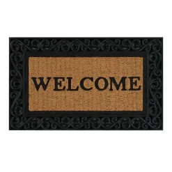 Discount Kaşmir Rugs 7/24 Rubber-Framed Welcome Coco Door Mat, 45cmx75cm, Multi Door Mats