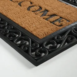 Discount Kaşmir Rugs 7/24 Rubber-Framed Welcome Coco Door Mat, 45cmx75cm, Multi Door Mats
