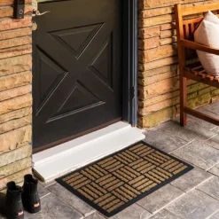 Hot Kaşmir Rugs 7/24 Rubber-Striped Coco Door Mat, 45cmx75cm, Multi Door Mats
