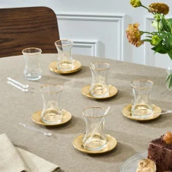 Outlet Ada 18-Piece Turkish Tea Set for 6 People, 130ml, Turkish Tea Sets