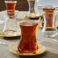 Outlet Ada 18-Piece Turkish Tea Set for 6 People, 130ml, Turkish Tea Sets