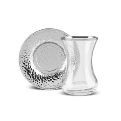 Outlet Ada 18-Piece Turkish Tea Set for 6 People, 130ml, Platin Turkish Tea Sets