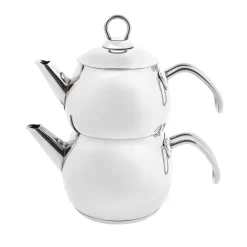 Hot Adelya Stainless Steel Induction Teapot Set, Small, Silver Turkish Teapots|Turkish Coffee Pots