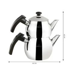 Best Adelya Stainless Steel Induction Teapot Set, Small, Silver Black Turkish Coffee Pots|Turkish Teapots