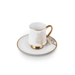 Discount Afra 12-Piece Bone China Espresso Turkish Coffee Cup Set for 6 People, 90ml, White Espresso & Turkish Coffee Cup Sets