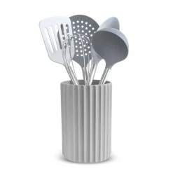 Discount Alisa 6-Piece Stainless Steel Kitchen Utensil Set with Stand, Grey Kitchen Utensils
