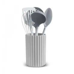 Discount Alisa 6-Piece Stainless Steel Kitchen Utensil Set with Stand, Grey Kitchen Utensils