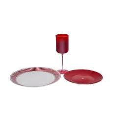 Discount Amour 6-Piece Bone China Dinner Set for 2 People, Red Multi See All Dinner Sets|Bone China Dinner Sets