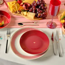 Discount Amour 6-Piece Bone China Dinner Set for 2 People, Red Multi See All Dinner Sets|Bone China Dinner Sets