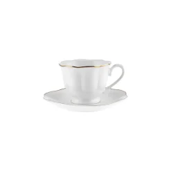 New Çan 12-Piece Porcelain Espresso Turkish Coffee Cup Set for 6 People, 90ml, White Gold Espresso & Turkish Coffee Cup Sets