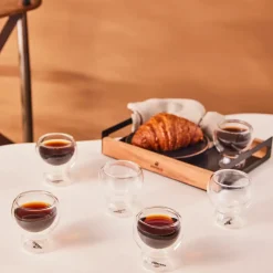 Best Anthon Shaped 6-Piece Glass Espresso Turkish Coffee Cup Set for 6 People, 100ml, Transparent Espresso & Turkish Coffee Cup Sets