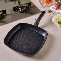 New Aqua Granite Non-Stick Induction Grill Pan, 28cm, Blue Pans