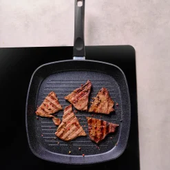 New Aqua Granite Non-Stick Induction Grill Pan, 28cm, Blue Pans