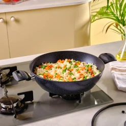 Hot Aqua Granite Non-Stick Induction Shallow Casserole, 30m, Blue Pots|Induction Cookware