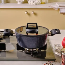 New Aqua Granite Non-Stick Induction Casserole, 20cm, Blue Pots