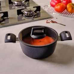 New Aqua Granite Non-Stick Induction Casserole, 20cm, Blue Pots