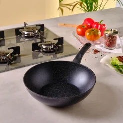 Aqua Granite Non-Stick Induction Wok Pan, 28cm, Blue Pans|Induction Cookware