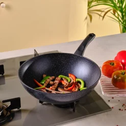 Aqua Granite Non-Stick Induction Wok Pan, 28cm, Blue Pans|Induction Cookware