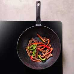 Aqua Granite Non-Stick Induction Wok Pan, 28cm, Blue Pans|Induction Cookware