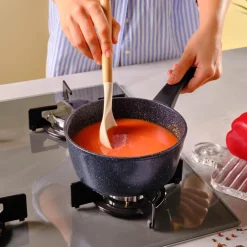 Outlet Aqua Granite Non-Stick Induction Saucepan & Lid, 18cm, Blue Pans