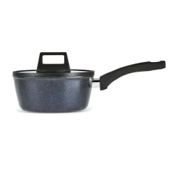 Outlet Aqua Granite Non-Stick Induction Saucepan & Lid, 18cm, Blue Pans