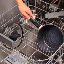 Outlet Aqua Granite Non-Stick Induction Saucepan & Lid, 18cm, Blue Pans