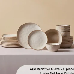 Online Aria 24-Piece Reactive Glaze Dinner Set for 6 People, Beige See All Dinner Sets|Reactive Glaze Dinner Sets