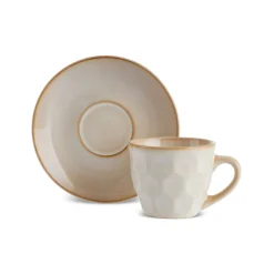 Clearance Aria Reactive Glaze 2-Piece Espresso Turkish Coffee Cup, 90ml, Beige Espresso & Turkish Coffee Cup Sets