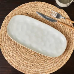 New Aria Reactive Glaze Serving Platter, 31cm, Beige Serving Platters
