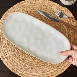 New Aria Reactive Glaze Serving Platter, 31cm, Beige Serving Platters